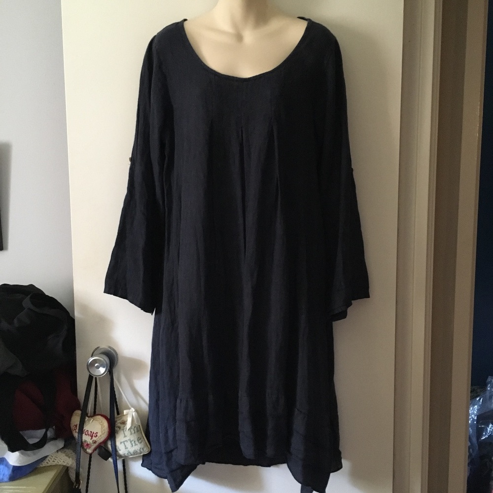 Marisa & Marie Blue Linen Shift Dress M